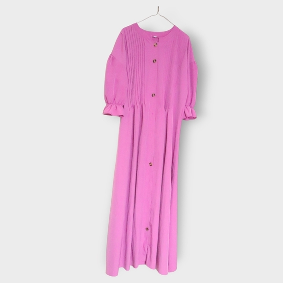 WOMENS LARGE PINK BUTTON DOWN  DRESS - Picture 5 of 6
